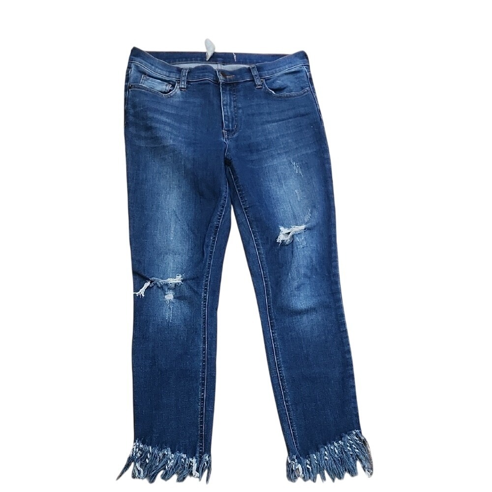 Free People‎ Great Heights Boho Distressed Frayed Fringe Country Stretch Jean 28